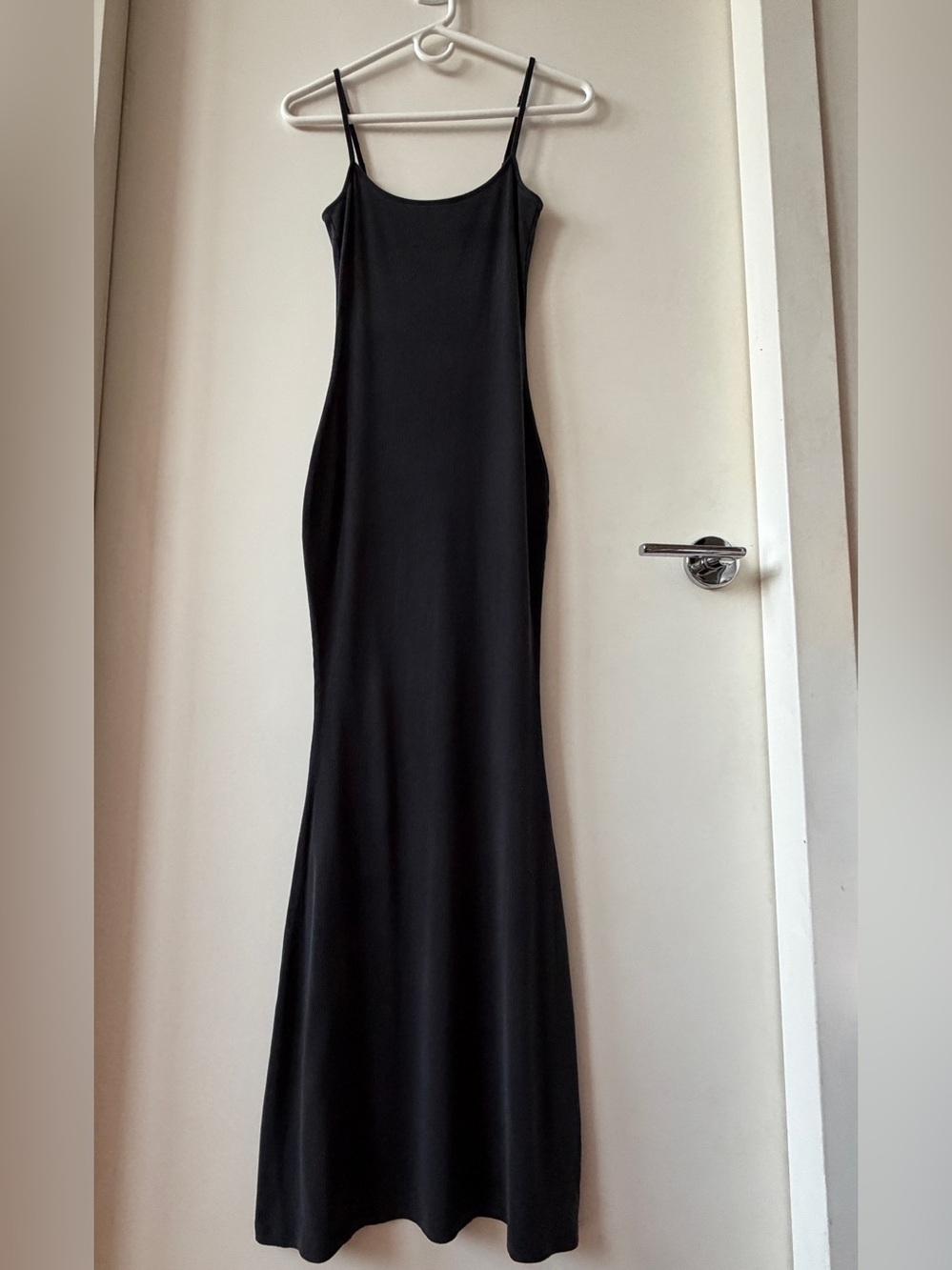 Quince Tencel Rib Knit Maxi Slip Dress - Black size M